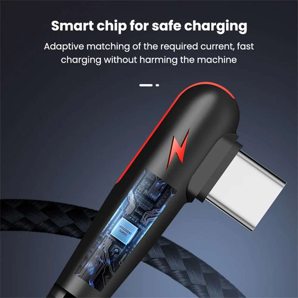 90 Degree Elbow USB Type C Cable 6A 120W Fast Chargin