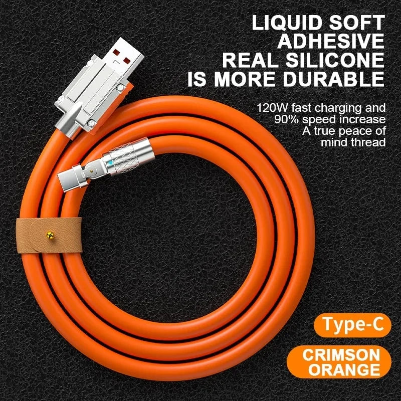 120W 7A Fast Charge USB Type C Cable 180 Degree Rotation Elbow Cable