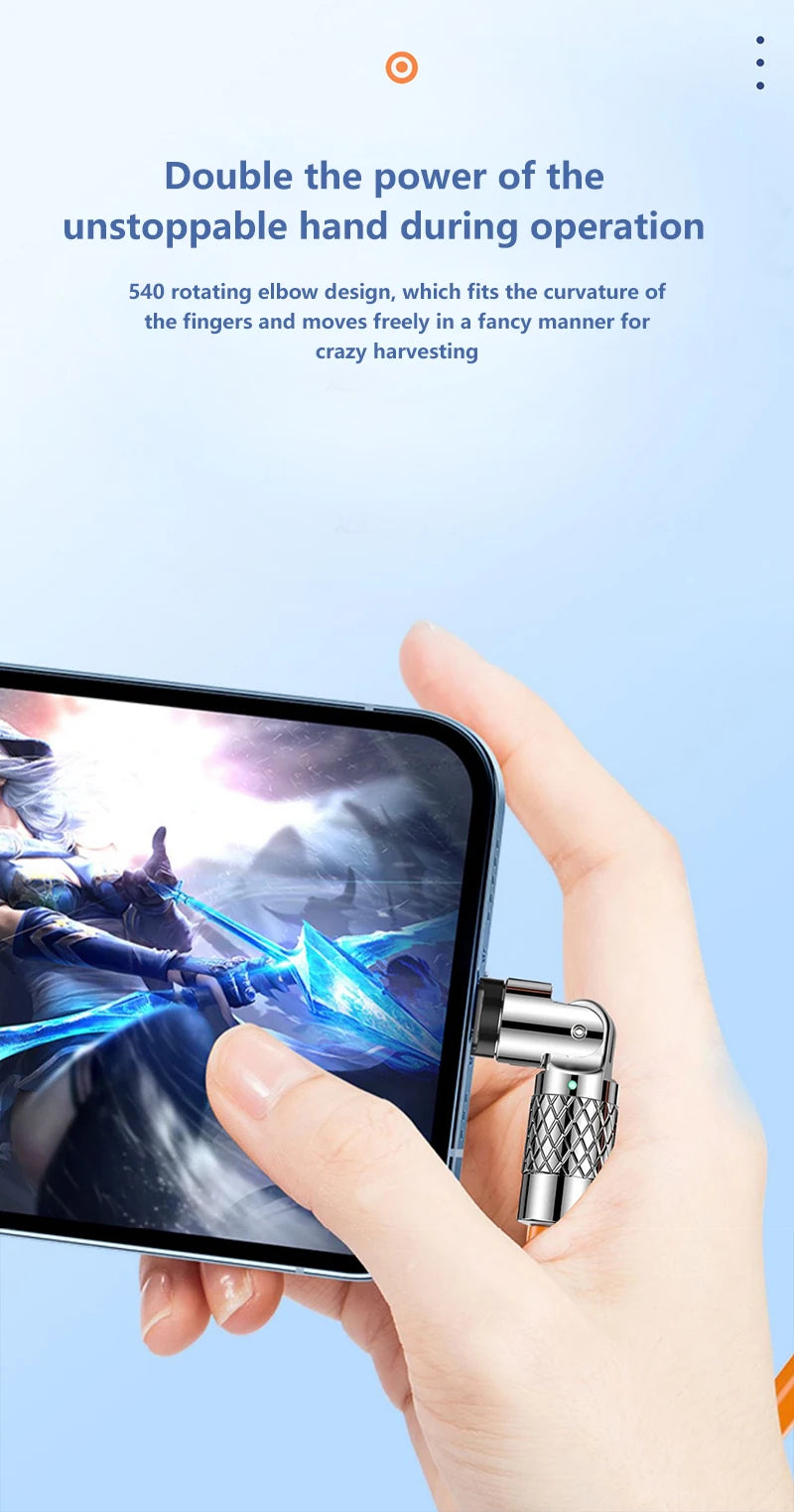 120W 7A Fast Charge USB Type C Cable 180 Degree Rotation Elbow Cable